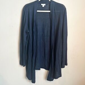 J. Jill Love Linen Semi-Sheer Cardigan Sweater L